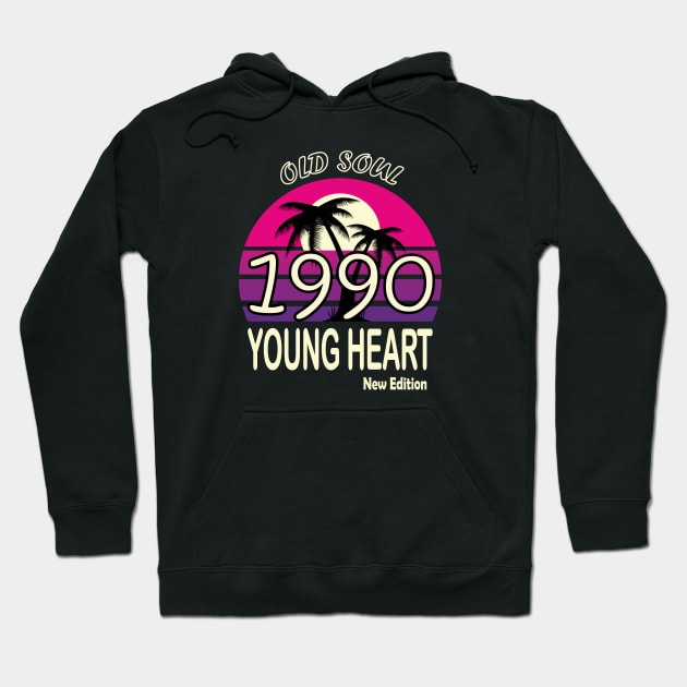 1990 Birthday Gift Old Soul Young Heart Hoodie by VecTikSam